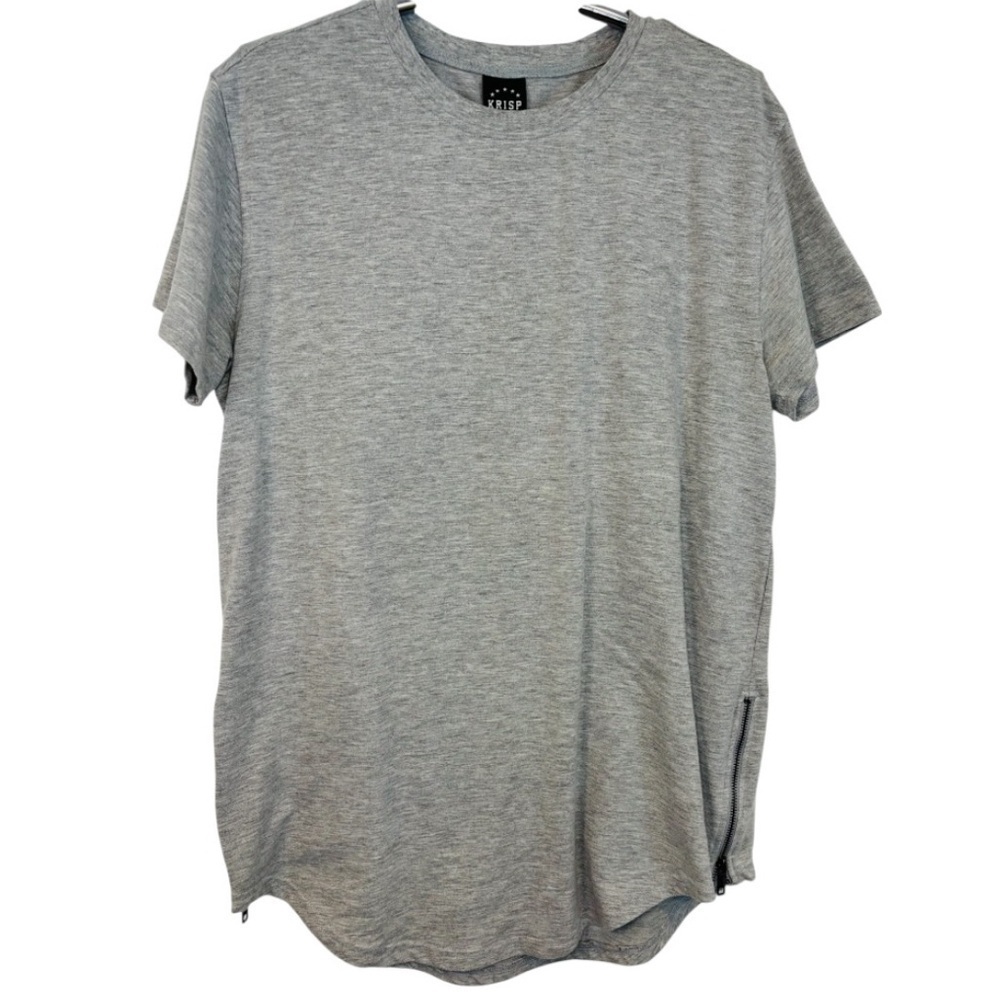 Krisp NYC Rosette Men's Gray Short Sleeve Shirt XL Shirt & Zipper Accent